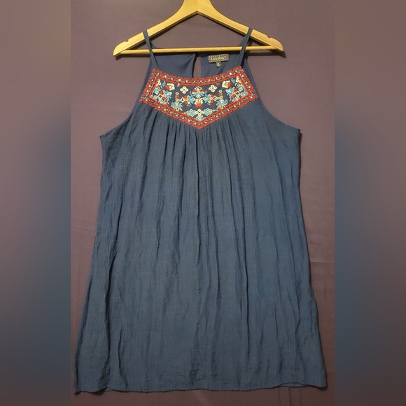 Luxology Blue Embellished Sleeveless Mini Dress - Picture 1 of 6